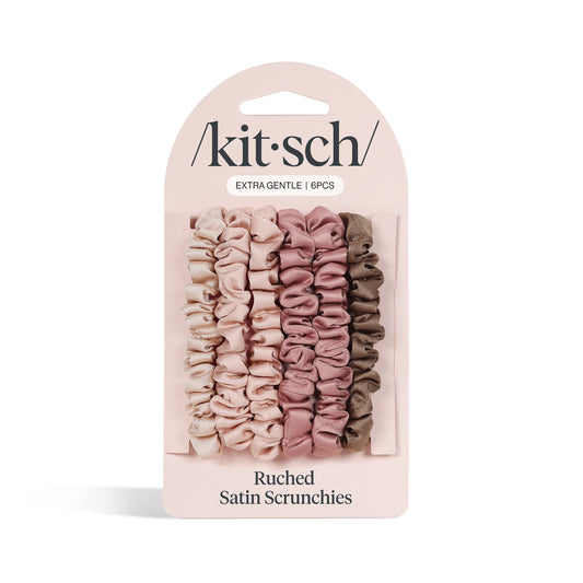 Kitsch Ultra Petite Satin Scrunchies in Terracotta