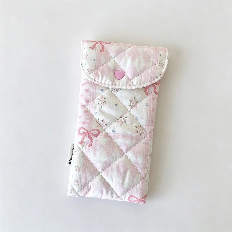 Pink Bow Quilted Snap Pouch