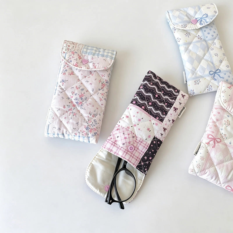 Blue Bow Quilted Snap Pouch