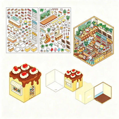 Bakery 2.5D Scene Building Sticker Set