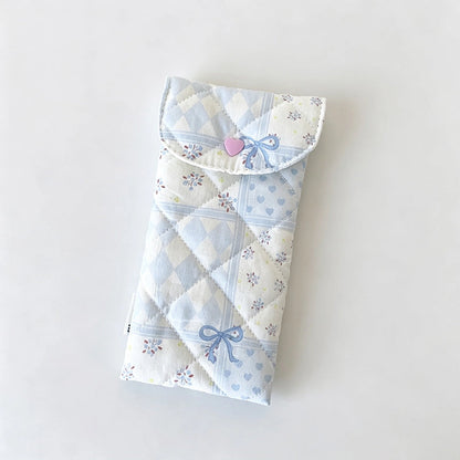 Blue Bow Quilted Snap Pouch