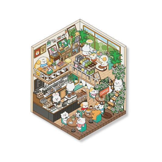 Coffee Shop 2.5D Scene Building Sticker Set