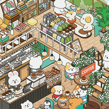 Coffee Shop 2.5D Scene Building Sticker Set