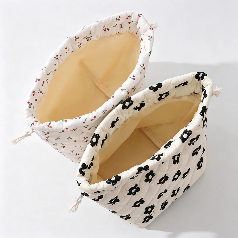 Strawberry Print Drawstring Pouch