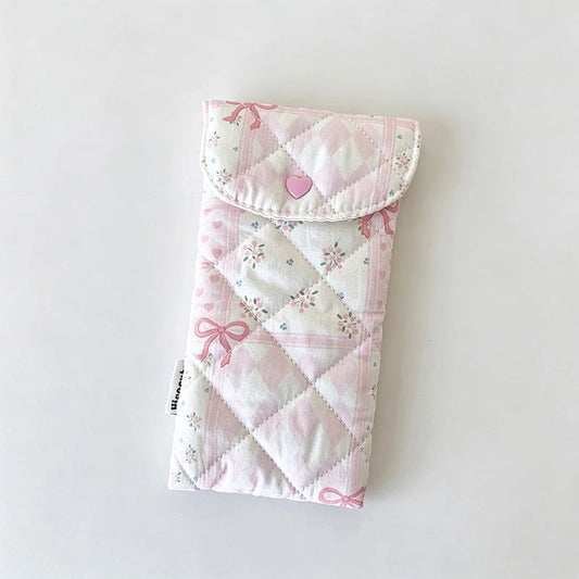 Pink Bow Quilted Snap Pouch